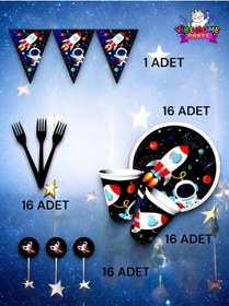 Resim 16 Kişilik Uzay Temalı Eko Set - Doğum Günü Parti Ve Eğlenceli Etkinlikler 7 