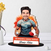 Resim Kişiye Özel Erkek Masa Tenisçisine Hediye Karikatürlü Biblo 