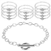 Resim Dadata Mücevher Yapımı Için 12 Adet Zincir Bilezikler Kadınlar Için Zincir Ot Geçiş Tokası Olan Bağlantı Zinciri Bilezikleri Gümüş (Yurt Dışından) 