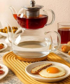 Resim Delixa Jenisa İndüksiyon Tabanlı Borosilikat Cam Çaydanlık – 500 ml Üst Demlik + 1800 ml Alt Demlik 