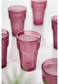 Resim Akrilik Mürdüm 6'lı Uzun Bardak & Su Meşrubat Bardağı 400 Ml Cam Değildir Mürdüm 