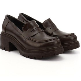 Resim Gönderi R Kahverengi Kalın Topuklu Loafer Ayakkabı Kahverengi 