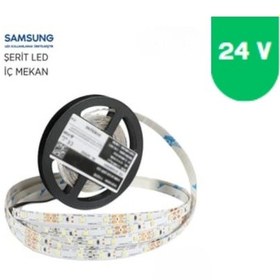 Resim 24 Volt 2835 Samsung 60 Led 6500 K Beyaz İç Mekan 5 Metre Şerit Led 