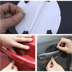 Resim 8 Adet Araba Kapı Kolu Koruyucu Çizilme Önleyici Şeffaf Sticker Film Koruma Seti 