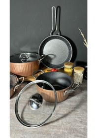 Resim 7 Parça Yanmaz Yapışmaz Granit Tencere Seti-9027835377276 