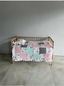 Resim % 100 Pamuk Kırk Yama Çift Katlı Yorgan Seti 