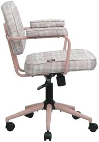 Resim Button Ekose Kumaş Ofis ve Çalışma Sandalyesi - Pembe 