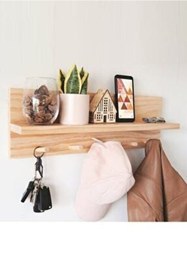 Resim MrtAhşap Dekoratif Ahşap Askılık Duvar Rafı 60 Cm 