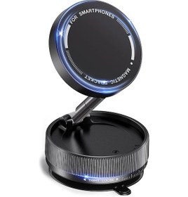 Resim Mufunye K10a Siyah Manyetik Araç Tutucu - 360 Döner, Vakum Emici, Katlanabilir, Magsafe Uyumlu, Kolaysız Kurulum 