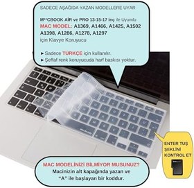 Resim McStorey MacBook Türkçe Q Klavye Koruyucu Silikon – MacBook Air 13 A1369 A1466 & Pro A1278 A1425 A1502 A1286 A1398 Uyumlu – Ultra İnce Şeffaf 