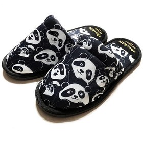 Resim Unisex Panda Desenli Önü Kapalı Ev Terliği Siyah - Beyaz 