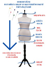 Resim Manken İstanbul Sünger Iğne Batabilen 40 Beden Beyaz Kumaşlı Ahşap Ayaklı Terzi Mankeni Prova Mankeni 