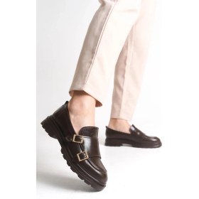 Resim Sermoda Loafer Kadın Ayakkabı - Makosen Tokalı Casual Günlük Kadın Ayakkabı Rugan Kahve 