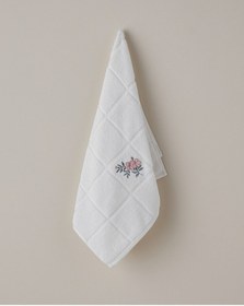 Resim English Home Floral Check Pamuk Yüz Havlusu 50x80 Cm Beyaz Beyaz 