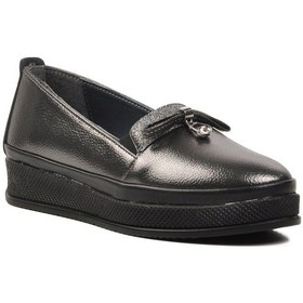 Resim Aspor Gri Gümüş Platin Kadın Düz Rahat Günlük Ayakkabı Platin 