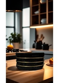 Resim Singl Gold Metal Yuvarlak Ekmeklik Ve Meyvelik Lüx Kadife Kumaş Ekmek Sepeti Siyah 