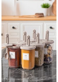 Resim Porsima 4362 Kaydırmalı Kaşıklı Baharatlık Seti 6'lı Şeffaf 350 Ml- Cappucino Cappucino 