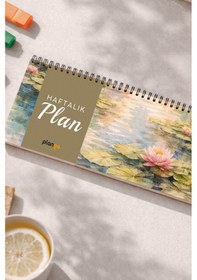 Resim Tarihsiz Spiralli Haftalık Masaüstü Planlayıcı - Nilüfer Lotus - 10x30 Cm Plango Turkuaz 
