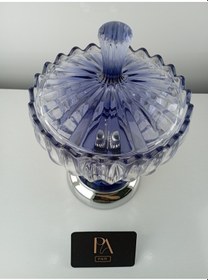 Resim Kristal Gondol Kapaklı Şekerlik Sunumluk Söz Nişan Kız İsteme Çikolatalık Dekoratif Obje Biblo Süs Eşya Gümüş 