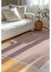 Resim Lidya Bukle Jüt Çizgili Halı Kaydırmaz, Kadife Hissi, Kolay Temizlik, Antibakteriyel, Modern Kahverengi 