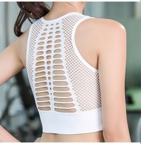 Resim Beyaz Güzel Arka İçi Boş Nefes Darbeye Dayanıklı Koşu Şekli Toplamak Spor İç Çamaşırı Kadın Yoga Spor Yeleği Sütyen Yaz Beyaz 