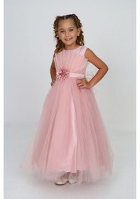 Resim Asortix Kız Çocuk Tarlatanlı Abiye Elbise Doğum Günü Elbisesi Pudra 