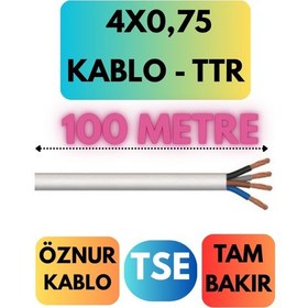 Resim Öznur 4x0,75 Ttr Kablo Metre Seçenekli Beyaz - 100 Metre 