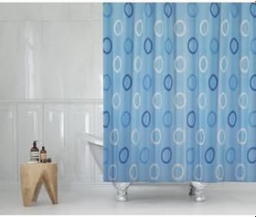 Resim Banyo Perdesi 1x120x200 Tek Kanat Duş Perdesi Halka Hediyeli Duşakabin Perdesi 5033 Mavi 