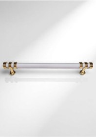 Resim Nesli Alüminyum Metal Lüks Modern Mobilya Çekmece Mutfak Dolabı Kulpu Beyaz-altın 160mm 10 Adet Beyaz - Altın 