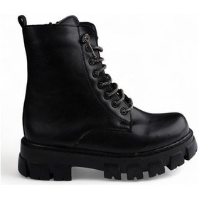 Resim Glint Siyah Rahat Kadın Bağcıklı Bot Siyah 