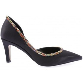 Resim Dgn 1328 Kadin Transparan Detayli Stiletto 1328-2150-R1671 Siyah Saten 