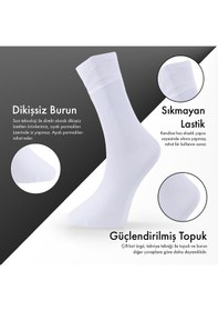 Resim Saf Bambu Erkek Soket Uzun Düz Beyaz Çorap Dikişsiz Premium Kutulu 6'lı L5952aznb Softaura 