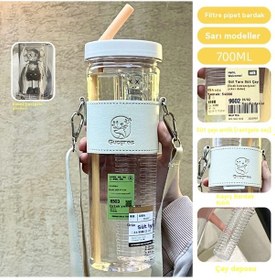 Resim Velvettides Askılı Kahve Fincanı Plastik Su Bardağı Büyük Kapasiteli Eğik Çay Kaçağı Öğrenci Yüksek Yüz Değeri Yüksek Sıcaklığa Dayanıklı Toptan Yeni 700ml Sarı Çapraz Askılı Süt Çay Çıkartmaları Bebek 