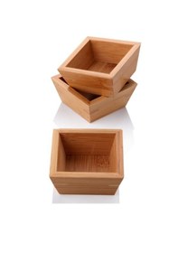 Resim Balsa Bambu Kare 4'lü Çerezlik Kase 9 Cm Bambu 