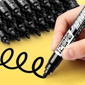 Resim 10'lu Set Kalıcı Marker Kalem, Su Geçirmez Siyah Mürekkep Büyük Kapasiteli Yağ Bazlı Ofis Malzemeleri 13.97cm 