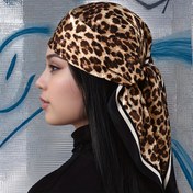 Resim Şık Leopar Desenli Kare Eşarp - Siyah Kenarlı, Çok Amaçlı Polyester Baş Bandı, Kahverengi ve Siyah Tasarım, Makinede Yıkanabilir, Tüm Mevsimler İçin Aksesuar 