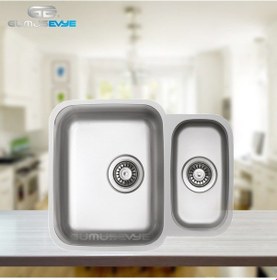 Resim Ukinox Krom Eviye Tezgah Altı Eviye + Zeta D Bir Buçuk Gözlü 1.5 Eviye 