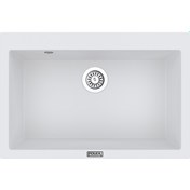 Resim Polex Cristalüx Granit Evye P-X76 Beyaz Tezgah Altı Ve Tezgah Üstü Mutfak Evyesi 75x50 CM 