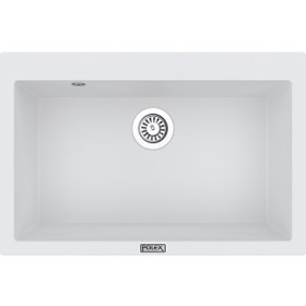 Resim Polex Cristalüx Granit Evye P-X76 Beyaz Tezgah Altı Ve Tezgah Üstü Mutfak Evyesi 75x50 CM 