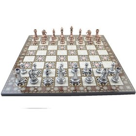 Resim Metal Klasik Satranç Takımı Antik Ve Katlanır Sedef Desenli Mdf 