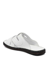 Resim Tergan Beyaz Hakiki Deri Erkek Terlik - E23Y1TR56269-A26 