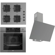 Resim Ferre STEAMART-FRYART-SILENTART Serisi Gri Set (SS208 + QEP64CPR +D079-SA ) - Emaye Izgara 