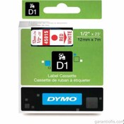 Resim Dymo D1 Beyaz/Kırmızı Yedek Şerit 12Mm X 7Mt 45015 