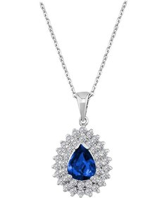 Resim Sirius Iki Sıra Pırlantalı ve Damla Safir Taşlı Kolye 0804P0041 