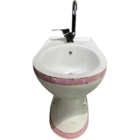 Resim Creavit Bide, Abdestlik, Ayak Yıkama Lavabosu Pembe Bordürlü (Batarya Hariç) 