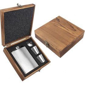 Resim Kutulu Paslanmaz Çelik Cep Matarası Seti | 210 ml | Hediyelik Erkek Seti | Viski Matarası | Babalar Günü, Doğum Günü Için Şık Hediye 