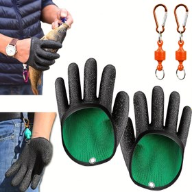 Resim Tek Elle Mıknatıs Açma Özellikli Profesyonel Balıkçılık Eldiveni - Hızlı Kuruma ve Kaymaz Tutuş, Avlanma & Bırakma için Manyetik Kapatmalı - Ağır Hizmet Tipi Balıkçı Ekipmanı, Göller, Nehirler, Okyanuslar İçin - Büyük Balıkları Güvenle Taşımak için İdeal, Dayanıklı Malzeme 