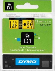 Resim Dymo D1 Şerit 12MM X 7M Sarı / Siyah 720580 45018 