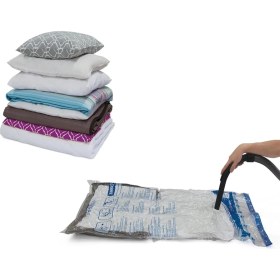 Resim Vakumlu Hurç Poşet Saklama Torbası (Large 50X70) - Plastik, Karışık, Fermuarlı, Su Geçirmez, Elastik ve Dayanıklı, Vakumla Kapatılabilir, Boyut Ayarlanabilir 