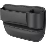 Resim Jeehugo Siyah Pu Deri Araba Koltuk Aralığı Dolgusu Organizer - Araç İç Gerekli Eşyalarını Saklama Kutusu 